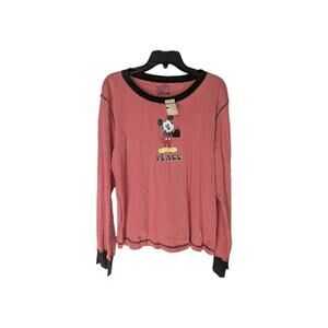NWT WONDERFUL WORLD OF DISNEY Vintage Mickey Mouse Striped L/S Sleep Top Sz XL